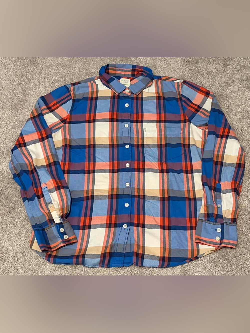 J.Crew Perfect Fit Women’s Plaid Button Down Long Sleeve Shirt Size Large